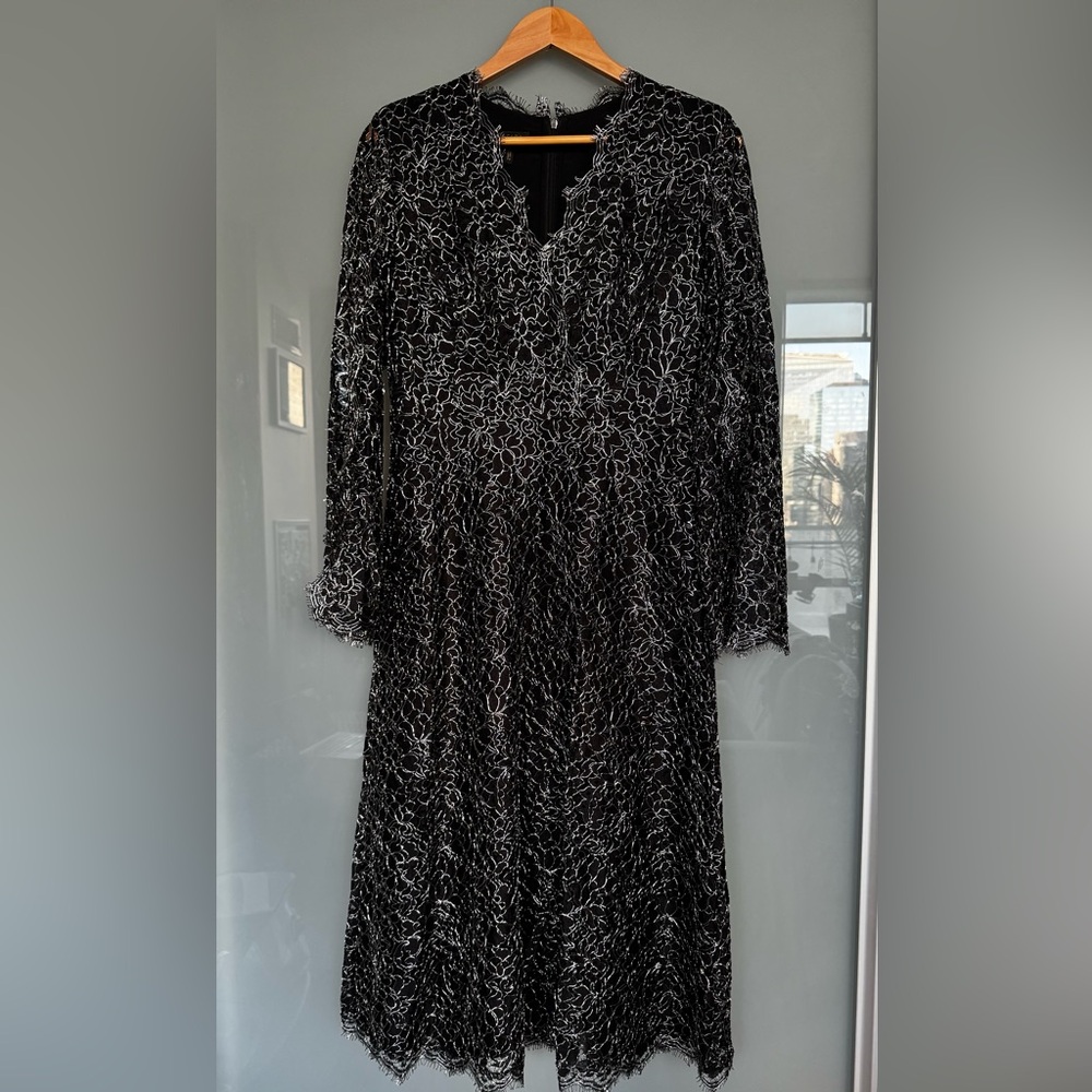 Escada Black and White Floral Lace Dress size 38